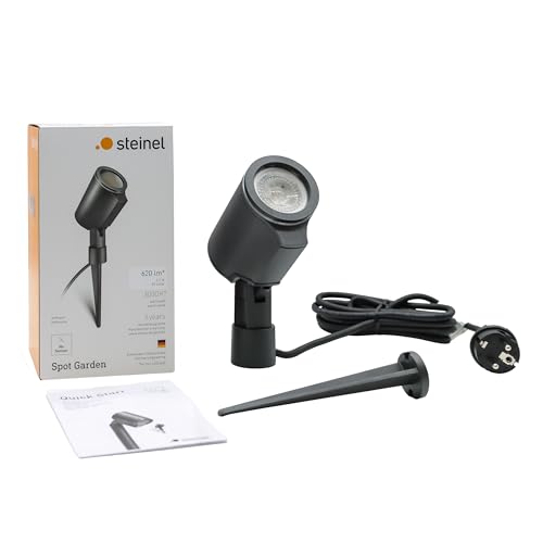 Steinel LED Strahler Spot Garden anthrazit, 6,7 W Bodenstrahler mit Erdspieß, 620 lm Spotlight, Garten Spot schwenkbar, Aluminium