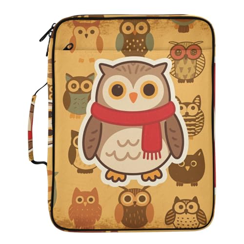 Porte-documents extensible hibou rétro classeur a4 zippé 3.8 cm