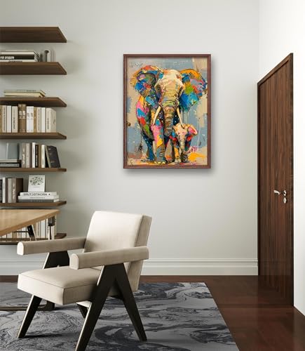 Image of Leczany Cross Stitch Stamped Kits for Adults Beginners Patterns Craft Kit Needlepoint Full Range of DIY Embroidery Kits Starter 11CT 3 Strands | Elephant Mother and Son 15.8x20.9 inches