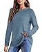 OFEEFAN Womens Tops Dressy Casual Long Sleeve Basic Shirts Oversized Sweaters for Women 2025 Fall Fashion Clothing Outfits Winter Clothes Blue XL