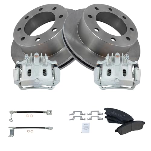 Image of TRQ Brake Pad & Rotor Kit Semi-Metallic Compatible with 2002-2004 Ford F-250 Super Duty F-350 Super Duty