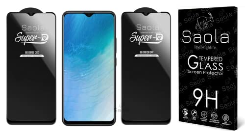 Image of Saola Hd+ Oleophobic Tempered Glass Screen Protector For Vivo Y19 Smartphone (Pack Of 2) With Free Installation Kit. Full Screen Coverage - 6.58 Inch