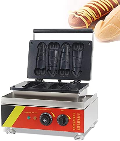 Comercial Hot Dog Máquina para Hacer Gofres Acero Inoxidable Anti...