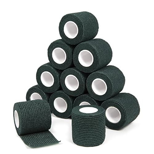 Sagafly 12Roll Venda Cohesiva Venda Cinta Bendaje Adhesiva 5cm Verde Oscuro
