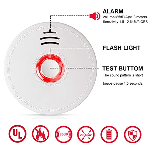 Smoke Detector, 3 Packs Photoelectric Smoke Alarm Fire Alarm With Light Sound Warning 9V Battery (Included) Powered Fire Safety For Home Hotel School Etc #TOP3
