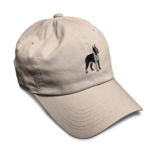 Speedy Pros Soft Baseball Cap Boston Terrier Dog A Embroidery Pets Twill Cotton Dad Hats for Men & Women Buckle Closure Stone Design Only