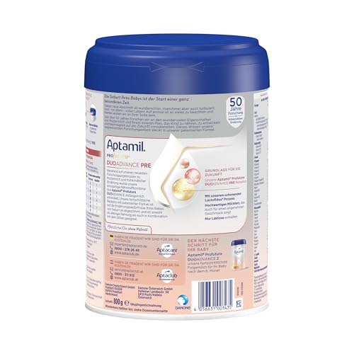 13. Bild von Aptamil Profutura DUOAdvance PRE – Anfangsmilch von Geburt an, Mit DHA, Nur Laktose, Ohne Palmöl, Babynahrung, Milchpulver, 1x 800 g 800 g (1er Pack)