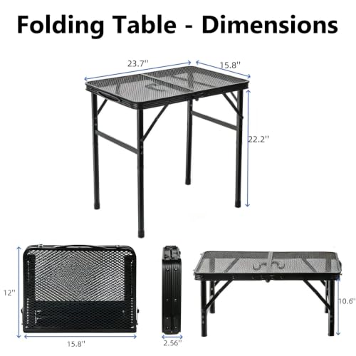 Mesa plegable para camping Sinboun KCAMPTABLE, 23.6 x 15.8 x 22 pulg, ligera, top de aluminio resistente al calor y al agua, color negro miniatura 3