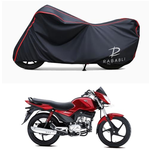 Image of Waterproof Bike Body Cover Compatible for | Mahindra Stallio | Taffeta Fabric, Red Piping Design, Bottom Elastic Fit | Dustproof, Sun UV & Rain Protection for All Bikes