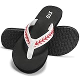 STQ Womens Summer Orthopedic Filp Flops for Travelling Pool Casual Sandals Baseball Size 8