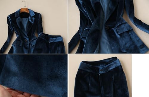 Women's One Button Suit Velvet Jacket & Pants 2 Pieces for Business/Casual/Daily Tuxedos3