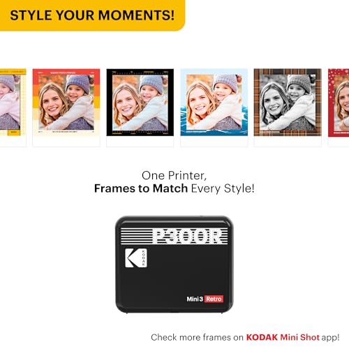 Image of KODAK Mini 3 Retro 4PASS Portable Photo Printer (3x3 inches) + 8 Sheets, White