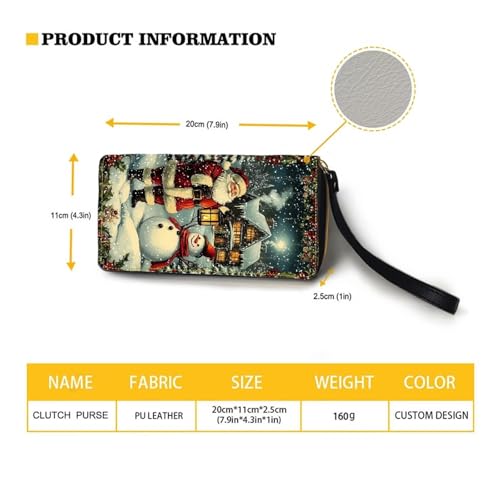 Women Xmas Wallets Santa Claus Snowman Wristlet Wallet Around Zipper Long Purse RFID Blocking Card Holder Cloutch Bag4