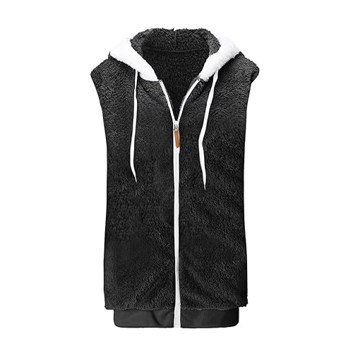 Womens Fall Winter Sleeveless Coat Zip Up Hoodie Jacket Warm Sherpa Jackets Vest Coats with Pockets3