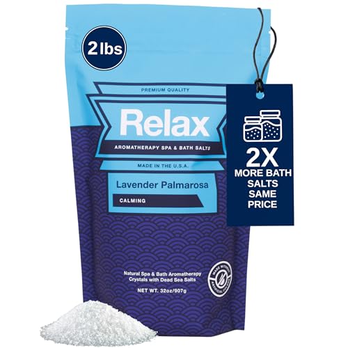 Relax Spa & Bath, Epsom & Dead Sea Salts, Aromatherapy Bath Salts for Hot Tub, Bath, or Spa, Infused with Magnesium, Lavender Palmarosa Scent