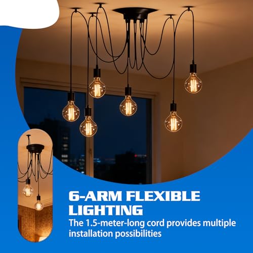 Lámpara de araña industrial E27 con cables de 1.5m de diseño geométrico 3