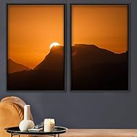 2 Piece Framed Canvas Wall Art Sunset in The Mountains Canvas Prints Home Artwork Decoration for Living Room,Bedroom - 16