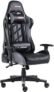 GTFORCE PRO GT RECLINING SPORTS RACING GAMING OFFICE DESK PC CAR FAUX LEATHER CHAIR (Grey)