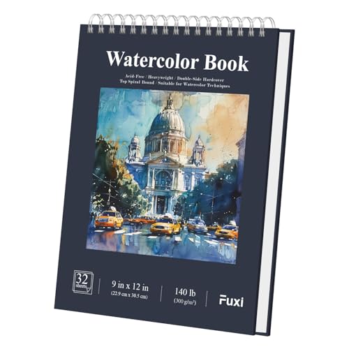 Watercolor Sketchbook 10'x12', 32 Sheets (64 Pages) Water Color Paper, 140lb/300gsm Watercolor Paper, Spiral Hardcover Watercolor Notebook for Painting, Water Color Sketch Books for Teens & Adults.