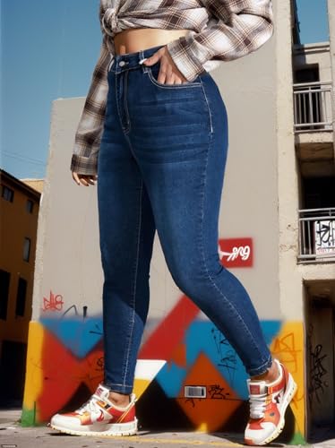Plus Size Casual Work High-Rise Skinny Jeans2