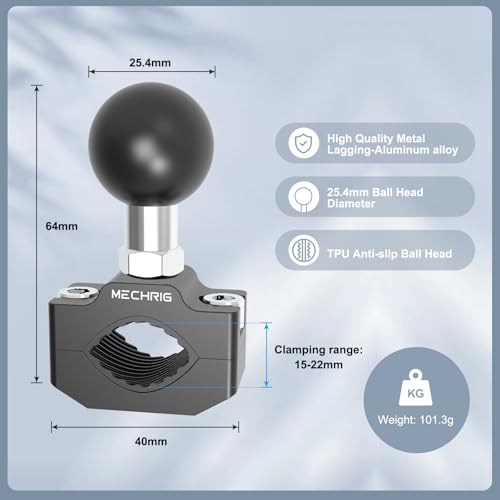 Image of Aluminum Alloy Handlebar Clamp Mount, Medium U-Bolt Base with 1 inch Ball Head Compatible With RAM Mount Double Socket Arm & Motorcycle Ebike Phone Holder,Fit for 0.59 inch to 0.87 inch Diameter,78014