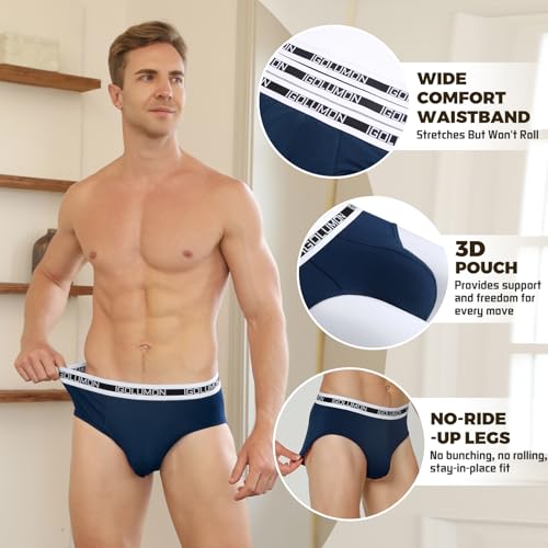 IGOLUMON Mens Underwear Briefs 7 Pack Bamboo Rayon Briefs for Men Support Pouch No Fly Tag-Free Rear Coverage Underwear3