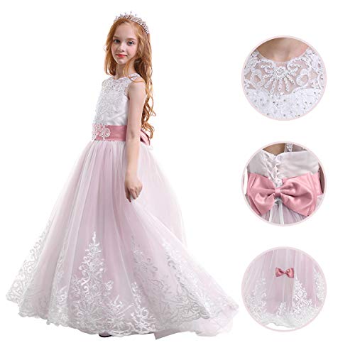 Vestido de princesa de tul con bordado floral artesanal para comunión 6
