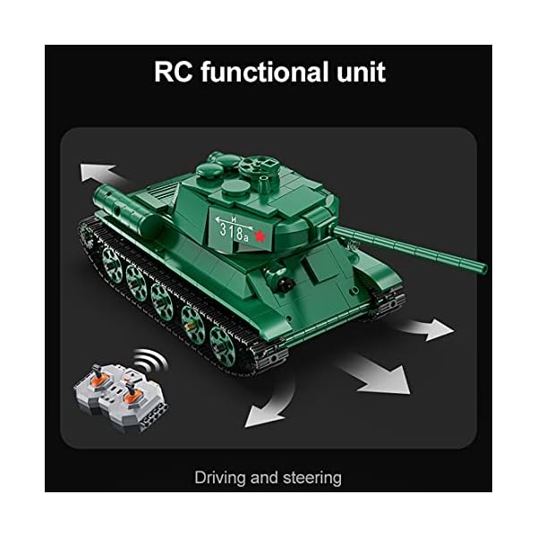 LDB SHOP C61072W Technik Ferngesteuert Panzer Bausteine, 722 Klemmbausteine Technic T-34 Militär Armee Modellbausatz mit… – Bild 3