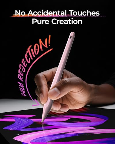 Image of JAMJAKE Stylus for Apple iPad Pencil 5X Faster Charge, Pencil for Apple iPad Compatible with iPad 6-11th Gen, iPad Air 3-5 /M2 /M3, iPad mini 5 /6, iPad Pro 11 inch /12.9 inch /M4, Double Tap Turn On /Off - Pink