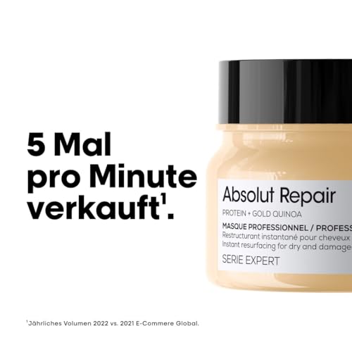L’Oréal Professionnel Reparierende Haarmaske für strapaziertes und trockenes Haar, Mit Quinoa, Serie Expert, Absolut Repair Maske, 250 ml