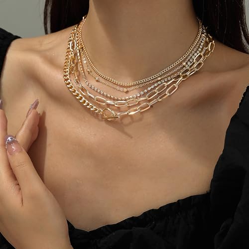 Gold Stacked Necklaces for Women - Simple Layered Gold Necklaces Trendy Stack Chain Necklace Jewelry Gift for Women3