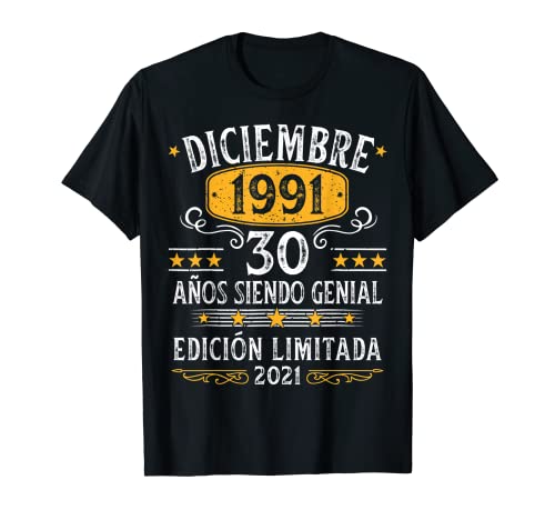 Diciembre 1991 Cumpleaños nacen Diciembre De 1991 Regalo Camiseta