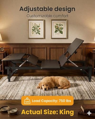 Image of Mixcous Heavy Duty Adjustable Bed Frame - Zero Gravity for Snoring Relief & Back Pain, Quiet Motor Head and Foot Incline, Wireless Remote Control, Easy Installation (79 inch L x 74 inch W x 12.72 inch H)