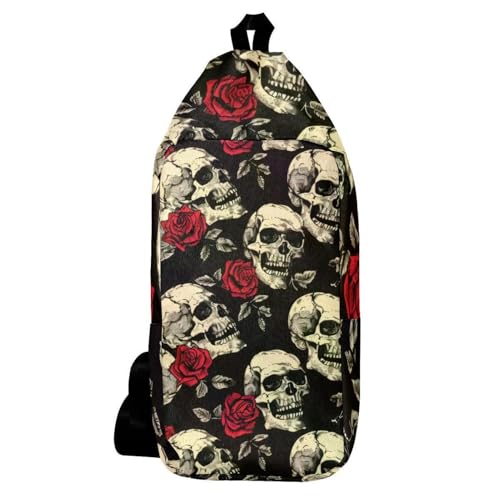 Sac à dos à bandoulière crâne mort rose rouge : libérez vos poches avec style