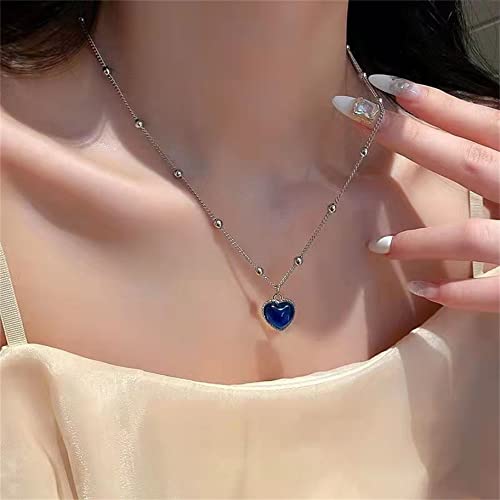 Kolataff Heart Necklace Silver Bead Chain Color Changing Necklace Titanium Steel Temperature Sensing Mood Necklace For Teen Girls Aesthetic Necklace Gift For Women, Adjustable 17‘’+2‘’ #TOP3