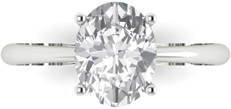 Clara Pucci 14K Solid Gold Engagement Ring for Women | 2 cttw Moissanite