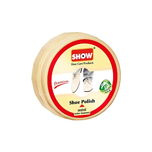 SHOW Premium Neutral Carnauba Wax Shoe Polish - Unisex 50ml 1 Unit Polish Cream Shine Nourishes and Protect Shoes and Boots - Leather Care Products