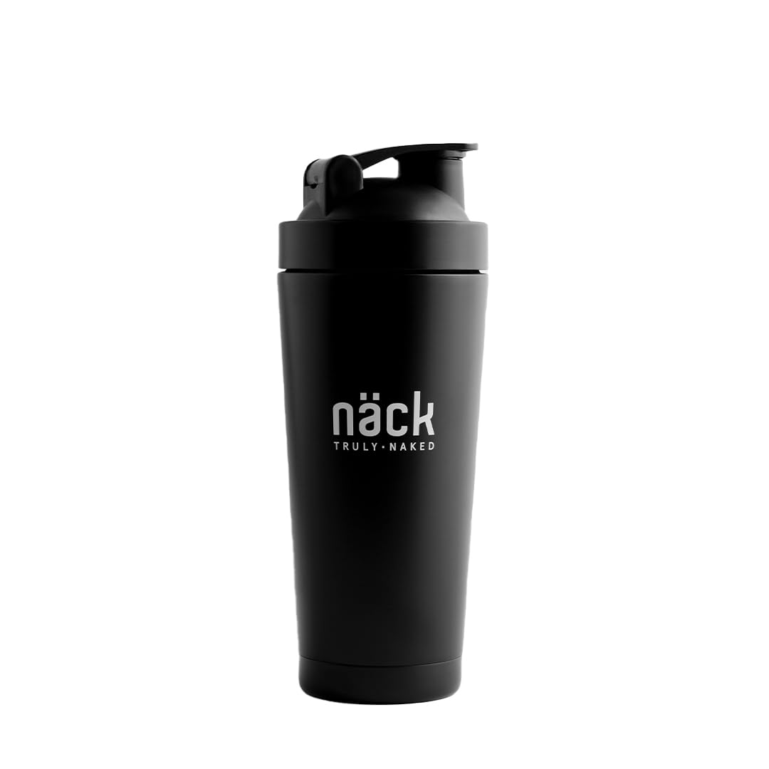 Stainless Steel Shaker With Whisk Ball | Black 600ml | Designed in Sweden | Double walled for insulation | For Smoothest Protein Shakes On-The-Go | Leak Proof Shaker Bottle