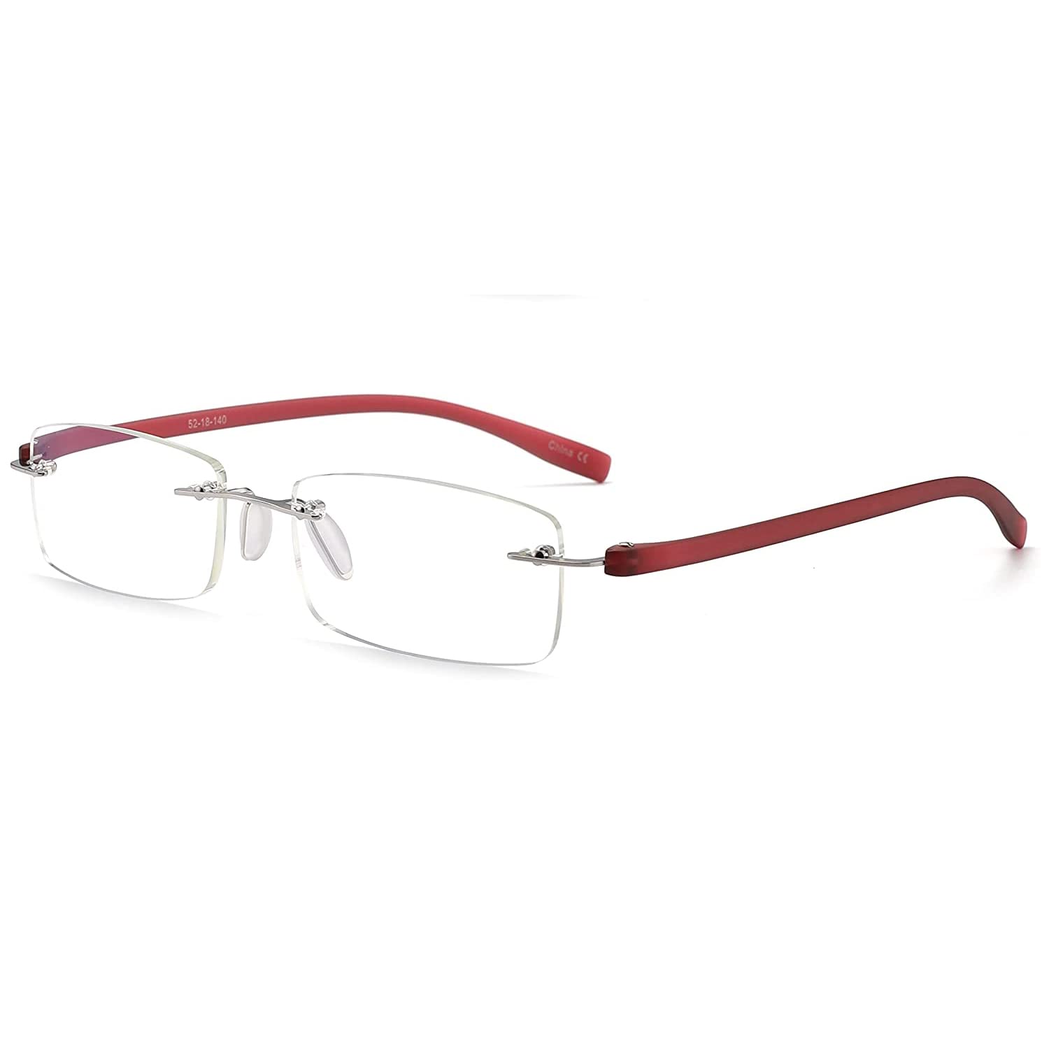 AEC ID EasyRead2 BlueBlock Rimless Slim Plastic Reading Eyeglasses With Luxury Carry Sleeve (Red, +2.00) (B09XR2GYMW) Amazon Price History, Amazon Price Tracker