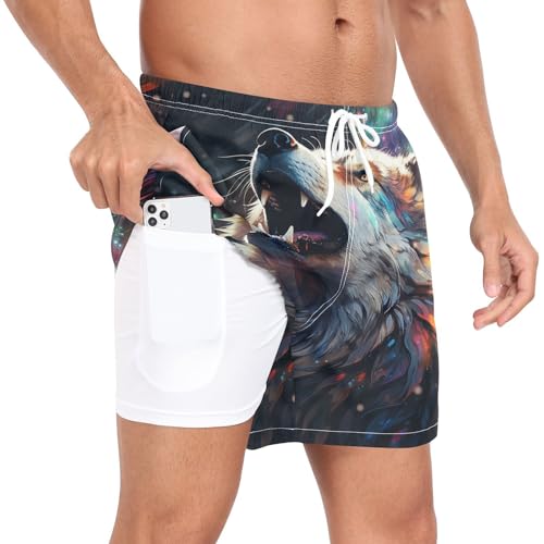 Short de bain loup homme séchage rapide pour plage