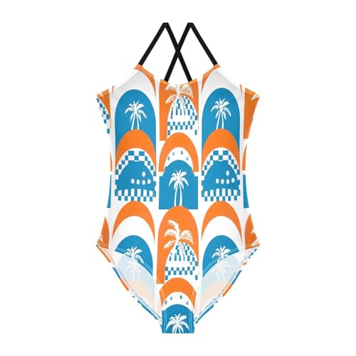 Girl Bathing Suits 3-10 Y Beach Apparel, Arch Palm Trees