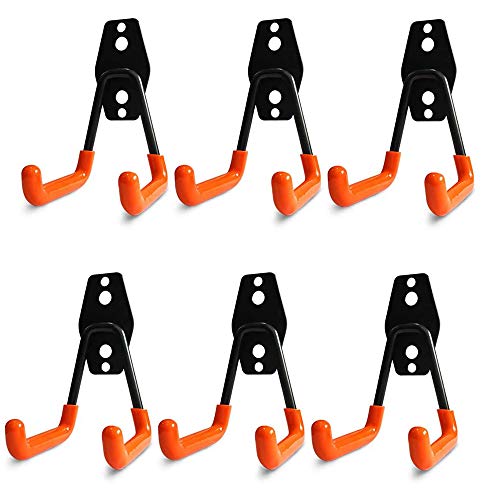 Garage Storage Hooks, Heavy Duty Storage Utility Hooks, Steel Wall Mount Hooks, Garden Tool Organizer, 6-Pack (Type-1)