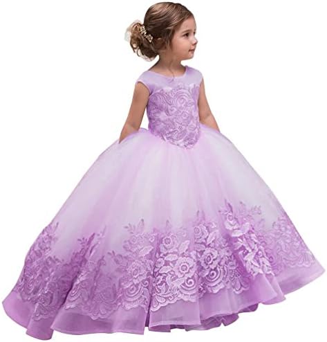 Tulle Embroidered Flower Girls Dress Princess Sparkle Birthday Party Special Ocasion Dresses for Kids 2-12 Year Old