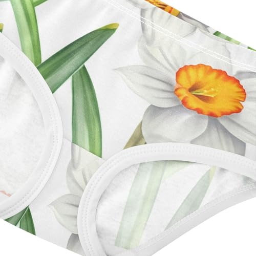Toddler Underwear Custom 2t Cotton Little Girl Panties Colorful Briefs Undies Kids Watercolor White Narcissus Flowers4