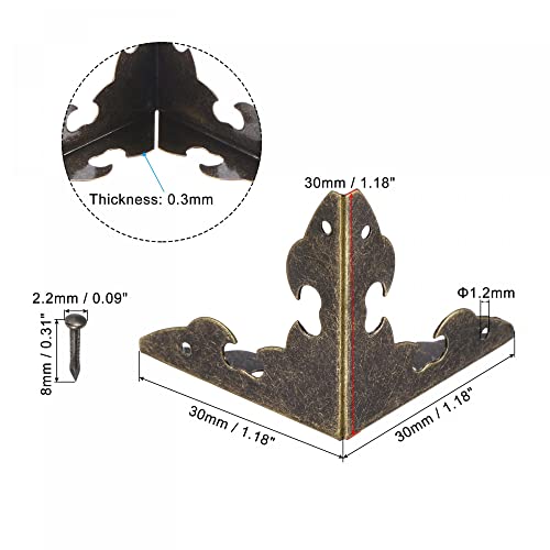 Image of uxcell 30x30x30mm Metal Box Corner Protectors Edge Guard Bronze Tone 8pcs