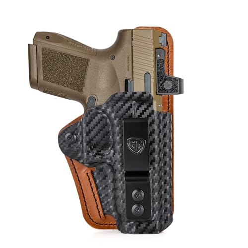 Canik Mete MC9 Holster, IWB Kydex and Leather Hybrid Holster for Canik Mete MC9 Pistol, RMR Red Dot Optic Cut, Inside Waistband Concealed Carry, Right Hand