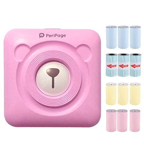 Crazy Deals MOCOIMOP Portable Photo Printer, Mini Pocket Wireless Bluetooth Thermal Printer Picture Photo Label Memo Receipt Paper Printer with USB Cable Support for Android iOS Smartphone Windows (Pink)