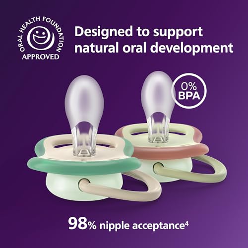 Image of Philips Avent Ultra Air Nighttime Pacifier, 6-18 Months, BPA-Free, 4 Count (Pack of 12)