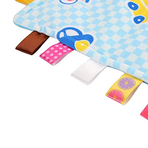 Image of G-Tree Baby Boy Tag Security Blanket - Plush Cotton, Classic Security Comforter, Soft Velvet & Satin Tags, 10.43 x 10.43 inches, Multicolor