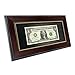 GMFrames Mahogany Dollar Bill Frame with Black Mat or Display 4x9 Picture without Mat,Real Glass